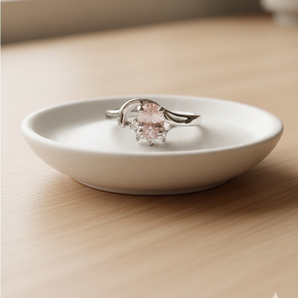Blush Pink Morganite Bypass Ring - Romantic Coquette Vibe - Size 7